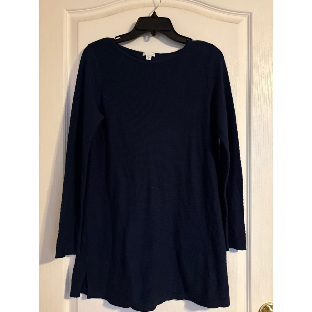J. Jill Tunic Mini Dress Womens XS Navy Blue Excellent Textured Long Sleeve Knit